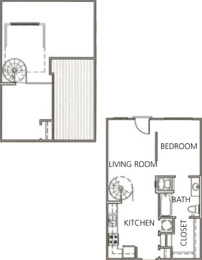 1 Bedroom 1 Bath 731 Sq.Ft. LaSalle Floor Plan at The Orleans of Decatur, Decatur