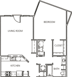 1 Bedroom 1 Bath 901 Sq.Ft. St. Charles Floor Plan at The Orleans of Decatur, Decatur, Georgia