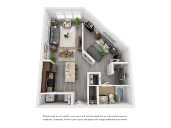 A1 Floor Plan at Glenwood Park Lofts, Atlanta, Georgia