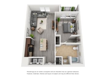 A3A Floor Plan at Glenwood Park Lofts, Georgia