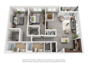 D1 Floor Plan at Glenwood Park Lofts, Georgia
