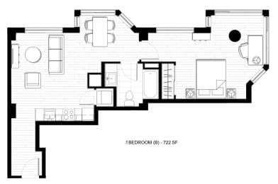 O2 Apartments 1 Bedroom B Floor Plan