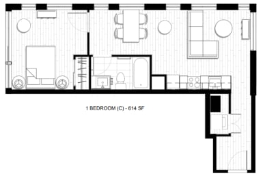 O2 Apartments 1 Bedroom C Floor Plan