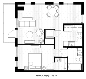 O2 Apartments 1 Bedroom E Floor Plan