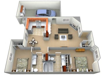 2 bedroom 2 bathroom  Berkshire Floor Plan at Dartmouth Tower at Shaw, Clovis, CA, 93612
