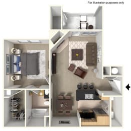 Avalon Floorplan 1 Bedroom 1 Bath 775 Total Sq Ft  at The Finley Apartment Homes, Jacksonville, FL 32221