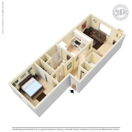 1 bedroom Floor Plan Reno NV Apts For Rent at Southridge