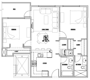 Two bedroom, two bathroom apartment layout at Summerhill Place in Nanaimo, BC