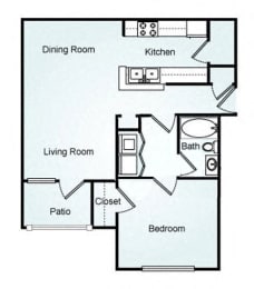 1 Bed 1 Bath Floor Plan A at 150 Summit, Alabama, 35243