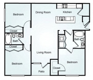 3 Bed 2 Bath Floor Plan at 150 Summit, Birmingham, AL