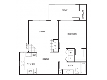 A2 1 Bed 1 Bath Floor Plan at Country Brook Apartments, Arizona, 85226
