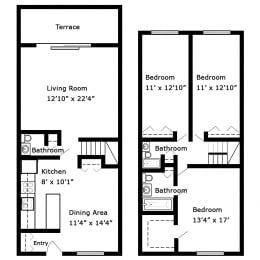  Floor Plan 3 Bedroom - 2 Story