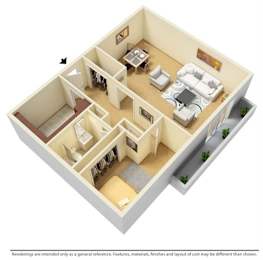 Floor Plan 1 Bed 1 Bath Large