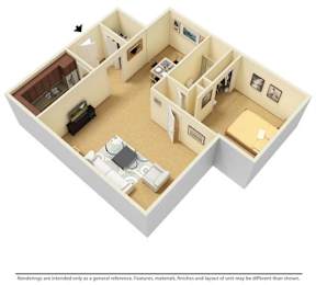  Floor Plan 1 Bed 1 Bath Standard