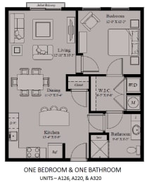 1 Bedroom 1 Bathroom Floor Plan at Wormans Mill, Frederick, MD, 21701