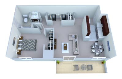 Carlton_Apartment_One_bedroom at Lafayette Park Place, Michigan, 48207