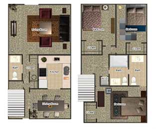  Floor Plan 3 Bedroom / 2 Bathroom Townhome