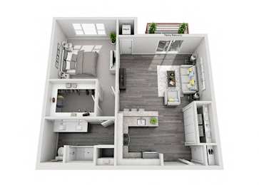 3D floorplan of 1ba1bd  at Arden of Oak Brook, Illinois, 60181