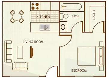  Floor Plan 1 Bedroom / 1 Bathroom