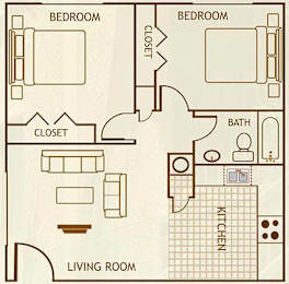  Floor Plan 2 Bedroom / 1 Bathroom