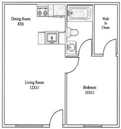  Floor Plan 1 Bedroom / 1 Bathroom