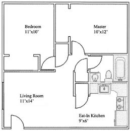  Floor Plan 2 Bedroom / 1 Bathroom