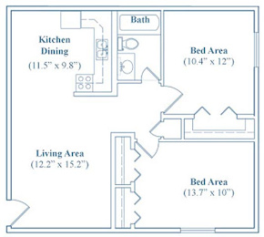  Floor Plan 2 Bedroom / 1 Bathroom
