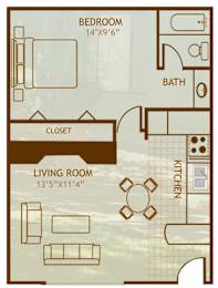  Floor Plan 1 Bedroom / 1 Bathroom