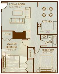 Floor Plan 2 Bedroom / 1 Bathroom