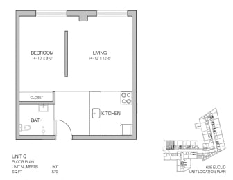 1 bed 1 bath B at Lofts at 629, Ohio