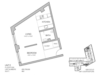 1 bed 1 bath F at Lofts at 629, Cleveland, 44114