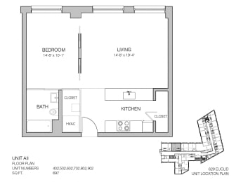1 bed 1 bath H at Lofts at 629, Cleveland