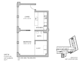 1 bed 1 bath K at Lofts at 629, Cleveland, OH, 44114
