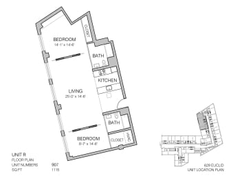 2 bed 1 bath at Lofts at 629, Ohio