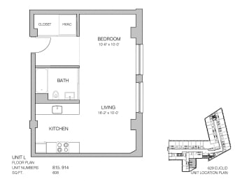 Studio 1 bath A at Lofts at 629, Cleveland, OH