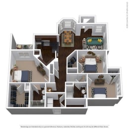 B2B1 Floor Plan at Waterstone at Cinco Ranch, Katy