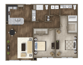 B3 Floor Plan at Imperial Lofts, Sugar Land, TX