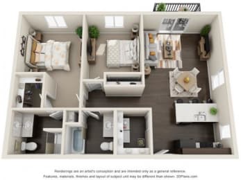  Floor Plan 2x2B