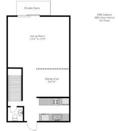  Floor Plan 2 bed / 1.5 bath