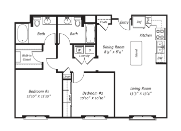 2 Bed 2 Bath Plan A at Apex Mission Valley, California, 92108
