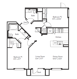 2 Bed 2 Bath Plan F at Apex Mission Valley, California, 92108