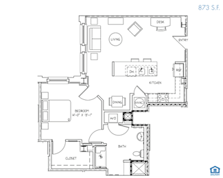  Floor Plan 1 Bed 1 Bath