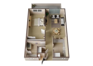 Avondale One Bed One Bath Floor Plan at Carrington Apartments, Fremont, CA