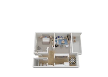 One Bed One Bath Floor Plan at Carriage House, Fremont, CA