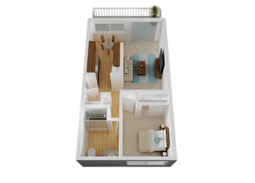 1 Bedroom 1 Bathroom Floor Plan at Valley West, San Jose
