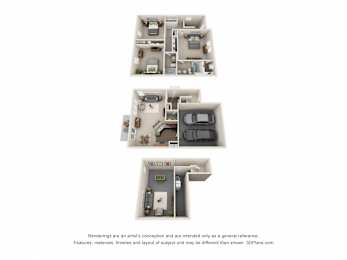  Floor Plan 3-Bedroom Townhome