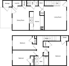 Willow View 3 bed 2 bath floor plan