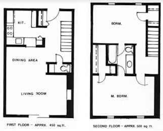  Floor Plan 2 Bedroom/1.5 Bathroom Townhouse A