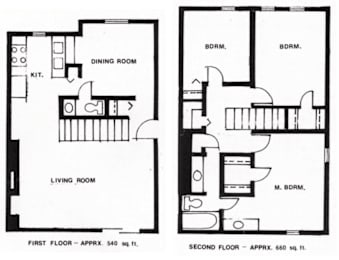 Floor Plan 3 Bedroom/1 Bathroom Townhouse C