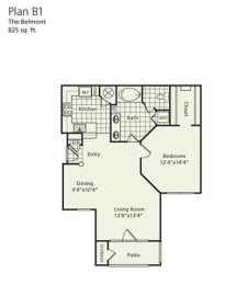 1 Bedroom Apartment Plan B1